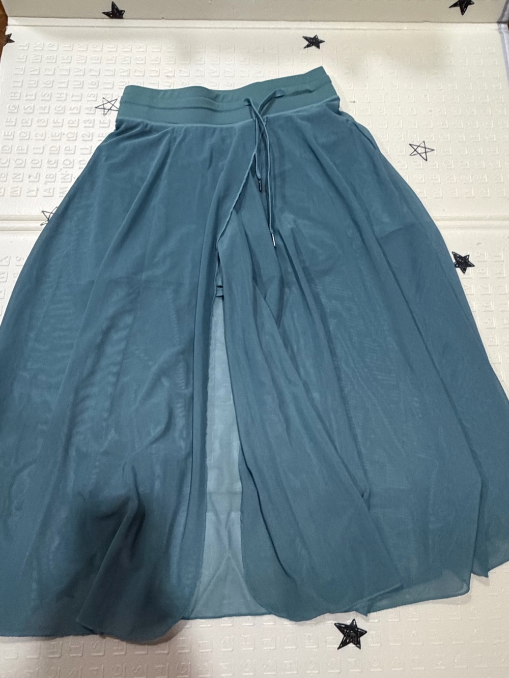 Halara Teal A-Line Midi Skirt with Front Slit